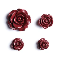 5A Natural Cinnabar Rose Flower Zinnober Genuine Vermilion Single Bead DIY Beads Jewelry Material
