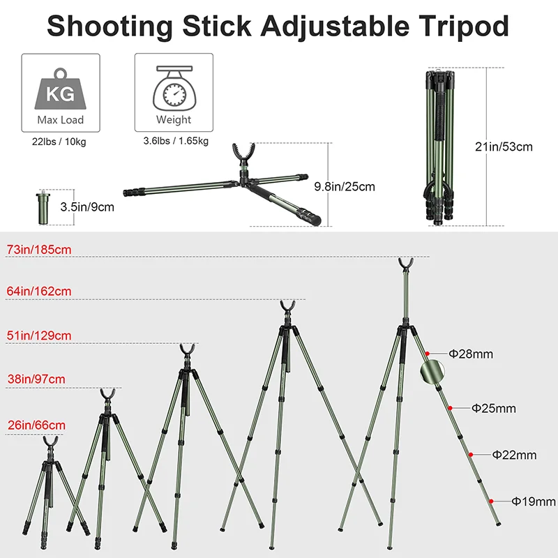 Manbily MA-284GL حامل ثلاثي محمول من الألومنيوم للاستخدام الخارجي للصيد مع حامل ثلاثي احترافي للتصوير الفوتوغرافي U-1V-Yoke Max.load 10 كجم