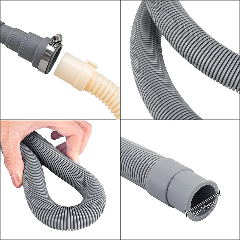 ชุดส่วนต่อขยายท่อน้ำทิ้ง6.5Ft ท่อของเครื่องซักผ้าแบบสากลมีตัวยึดสายยางท่อน้ำทิ้งตัว