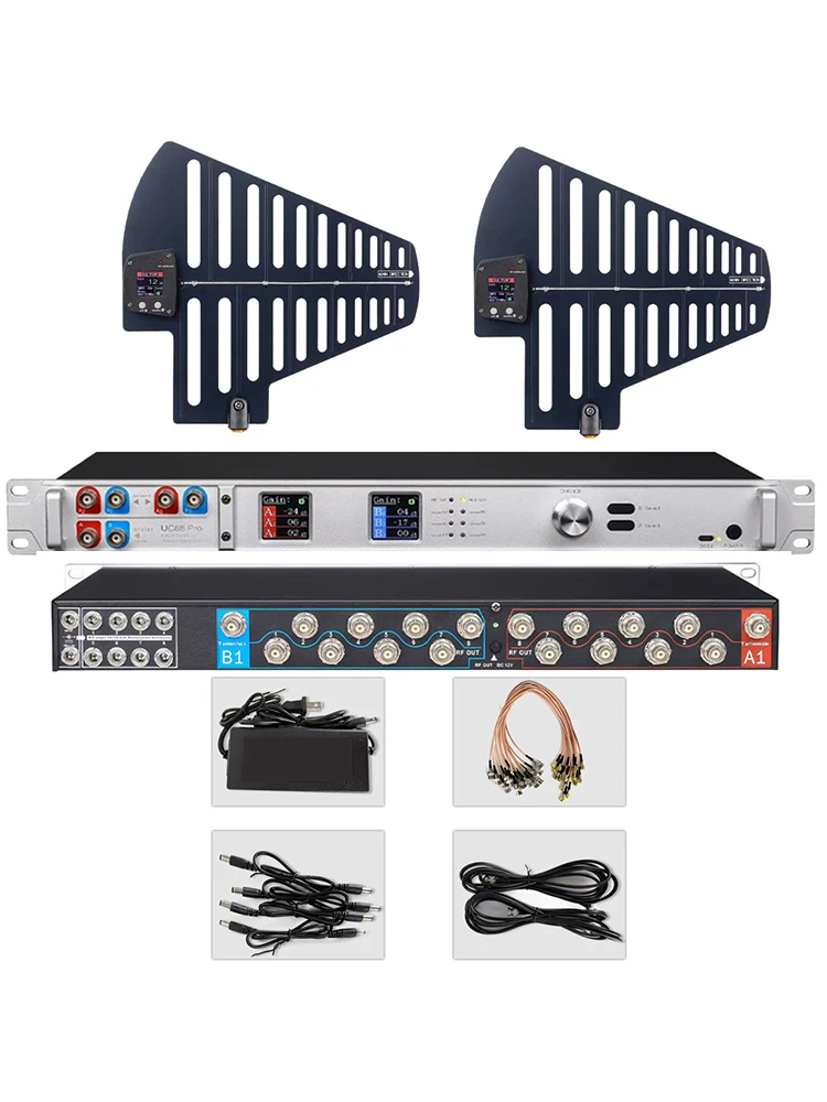 PAULKITSON UC88 Pro Antennenverteilungssystem 16-Kanal Drahtloses Mikrofon Breitband-RF-Signalverstärker mit 2 Antennen für die Bühne