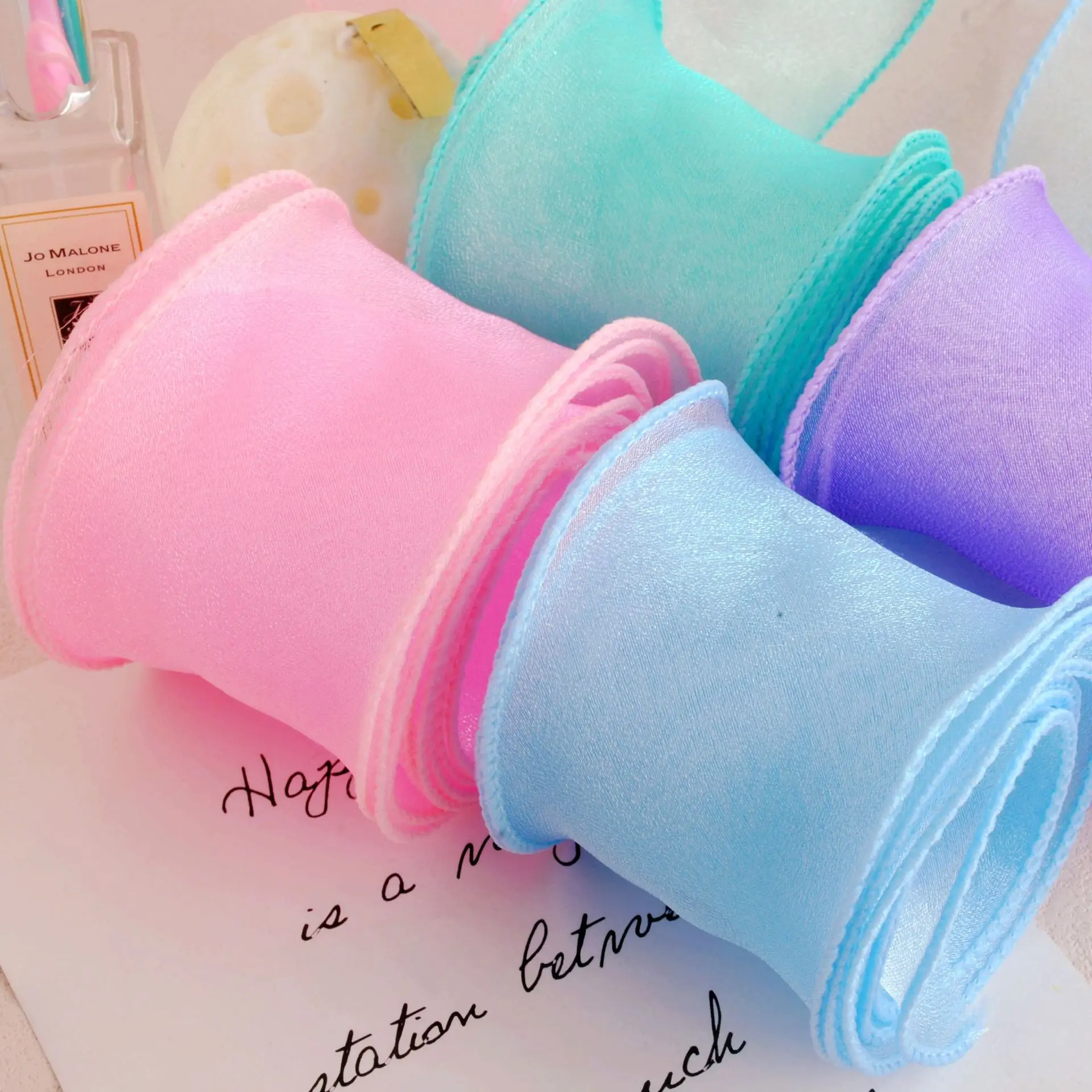 

Pearlescent Wave Edge Organza Ribbon 6cm Wide for DIY Bows, Gift Wrapping, Wedding Bouquet (28m/Roll)