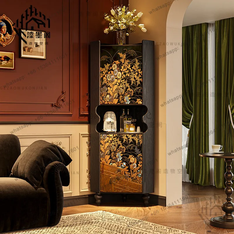 Modern luxury living room furniture Chinese style solid wood household dining side cabinet kitchen living room wall tea cabinet