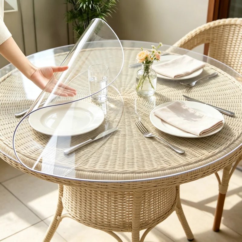 120/130/140cm Clear PVC Table Protector Waterproof Round Tablecloth Heat Resistant Furniture Desk Mat Soft Glass Pad Scratch