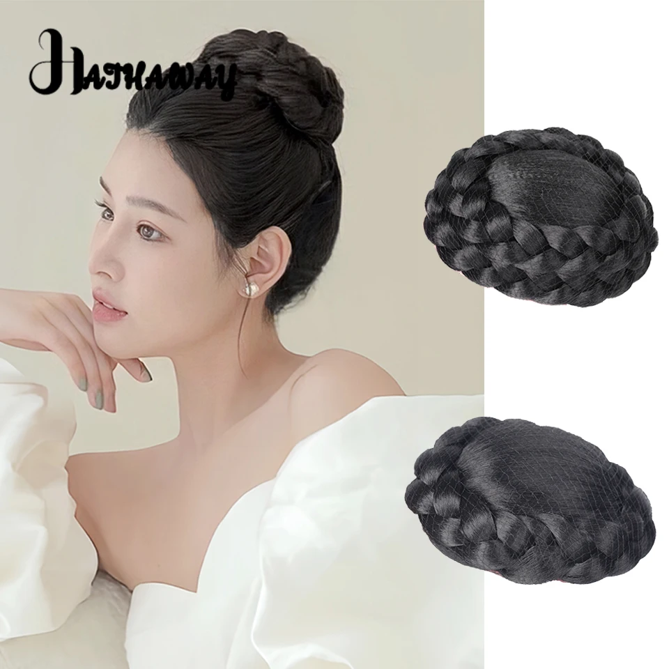 Synthetic  Ball-head Wig Bag Daughter Princess Headdress Wedding Dress Modeling Hepburn Ball-head Female Grasping Clip Hair Ring