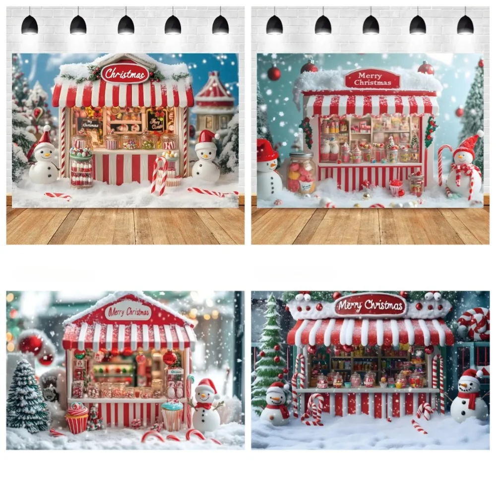 

Christmas Backdrops Candy Cane Town Fairy Tale Xmas Gift Shop Kids Winter Outdoor Decoration Photocall Photography Background