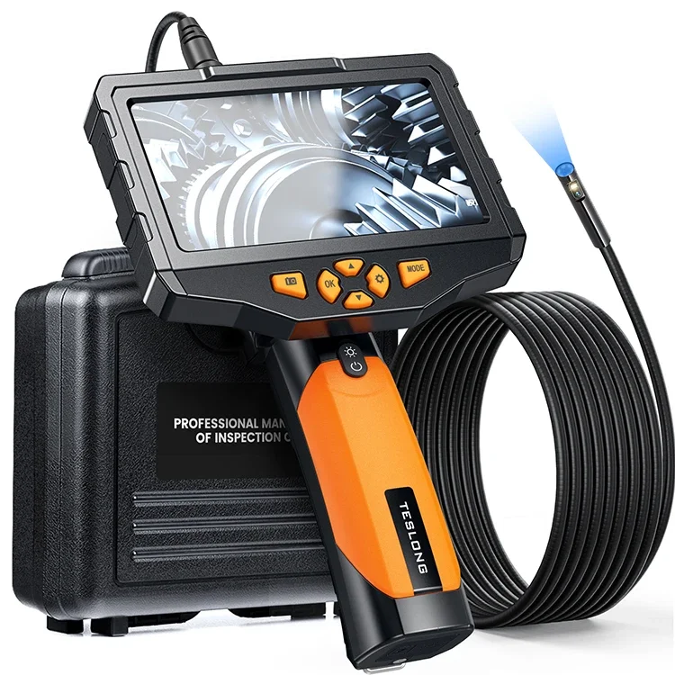 2022 New Dual lens Waterproof Sewer Pipe Inspection Camera,5 Inch IPS HD Video Handheld Industrial Borescope Endoscope