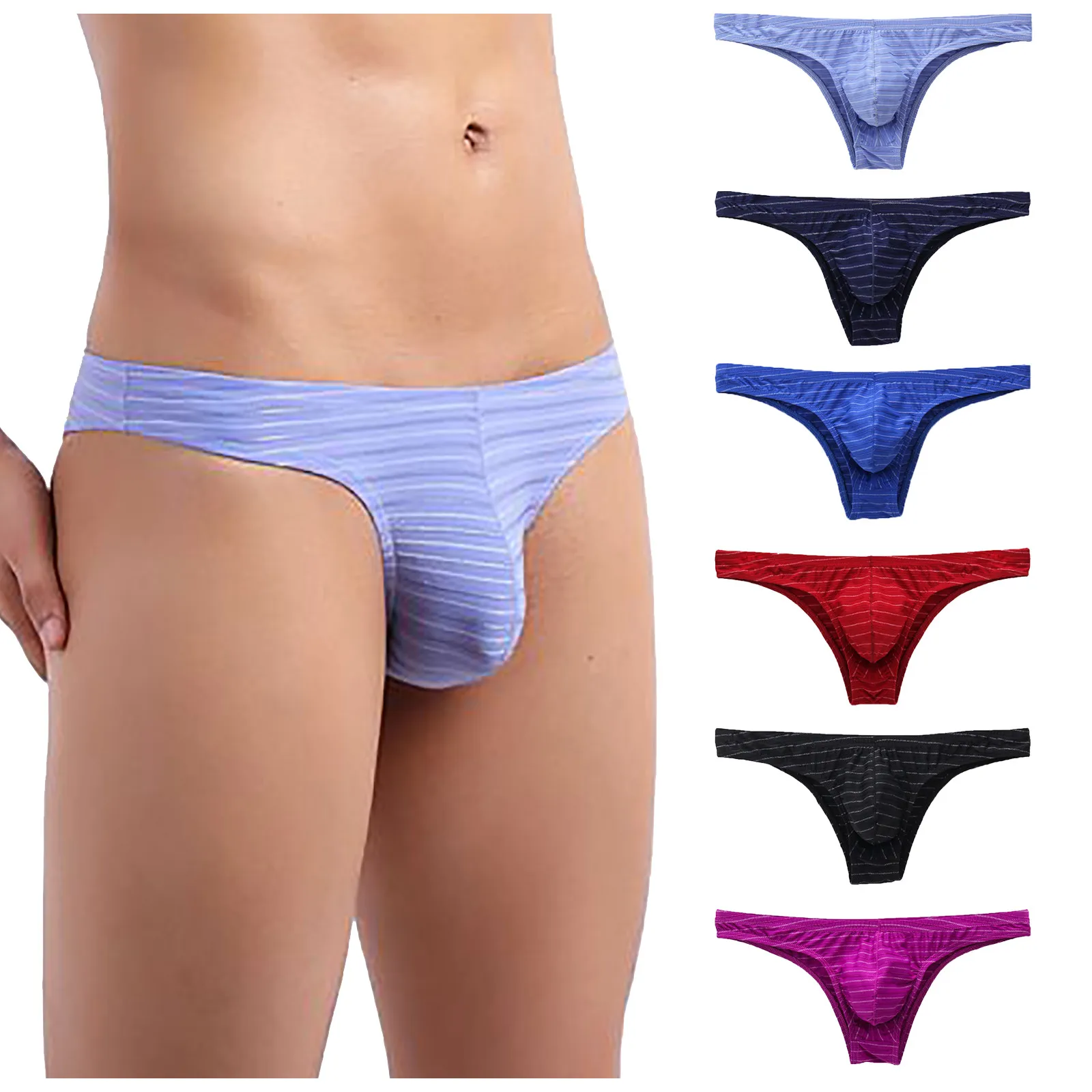 Men's Solid Color Casual Comfortable Thongs Fashion Sexy Underwear Soft Basic Panties Low-rise T- back Briefs