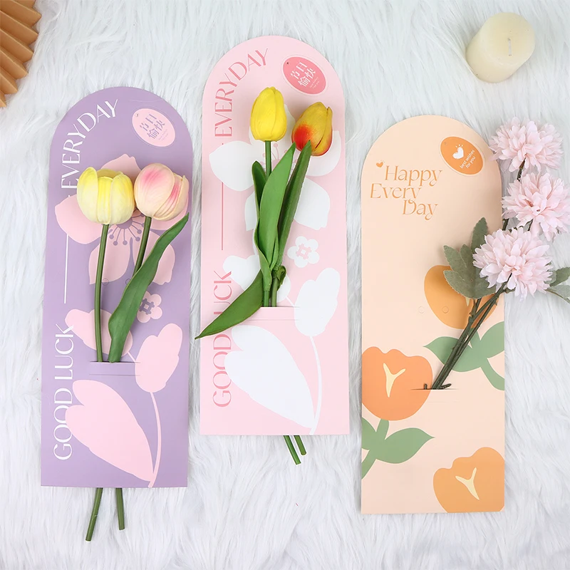 5Pcs Handheld Bouquet Packaging Box Paper Flower Card Flower Arrangement Paper Valentine's Day Festival Supplies