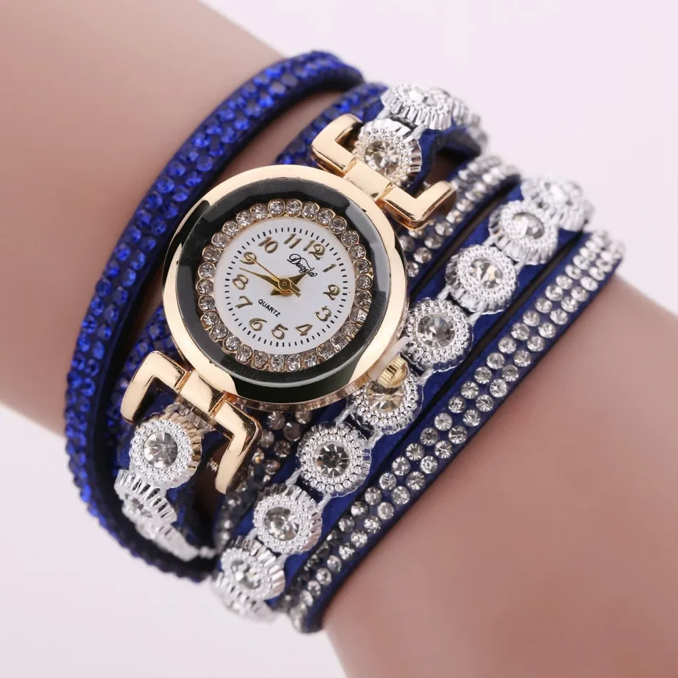 Zegarek na bransoletce Kobiety Vintage Rhinestone Crystal Dial Analogowe kwarcowe zegarki na rękę Relogio Feminino Наручные Часы Женские Casual