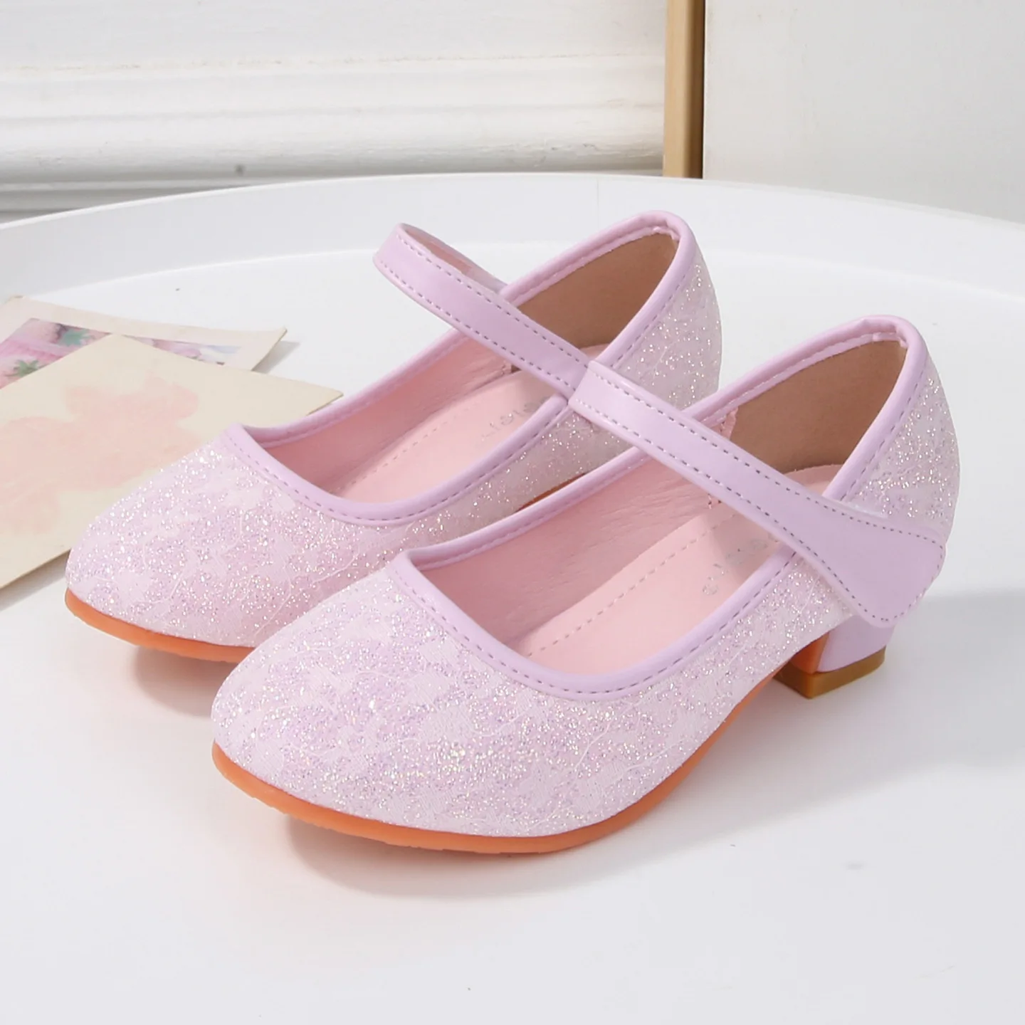 

Kids'Casual Shoes Girls PU Leather Spring Fashion Sport Outdoor High Heels Designer Anti-slip Pink Blue Purple Size 25-36
