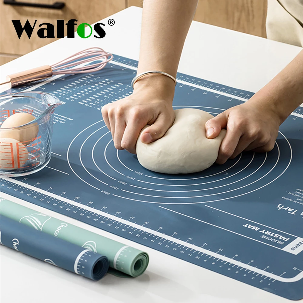 WALFOS Extra Large Pastry Rolling Pin Set Silicone Baking Pan Dough Pad Thickened Silicone Non-Stick Non-Slip Pad Kitchen Tools