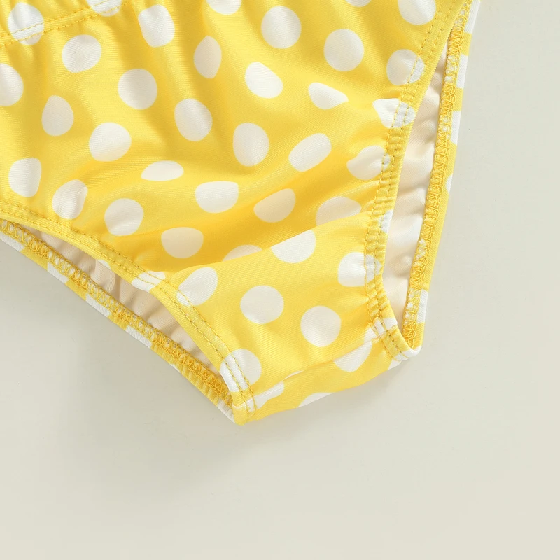 Kid Girls 3pcs Swimsuit Sleeveless Dot / Cup Cake Print Tops Shorts Headband Summer Swimwear Beachwear Bathing Suit