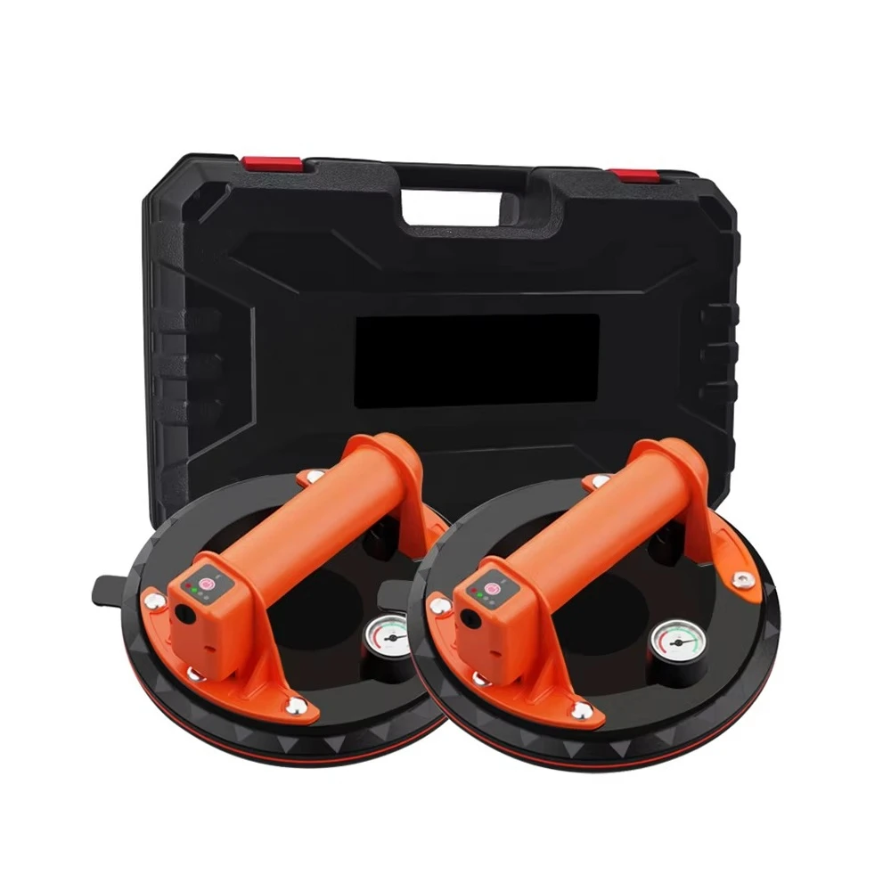 8'' Electric Vacuum Tile Suction Cup Auto Start-Stop Tile Lifting Ceramic Lifter Tool 2 Pcs Set Heavy Duty Glass Marble Sucker