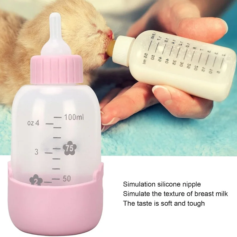 (100mL) 1 Set pet Feeding Tool Animal Pacifiers for Bottles for Newborn Bottle Puppy Nursing Bottles Kittens Nursing Bottle Sil