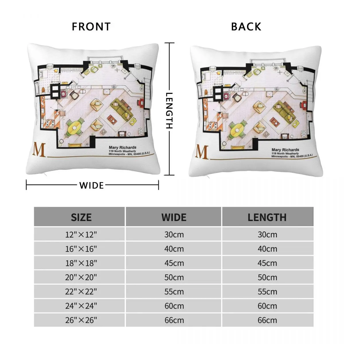 Mary Tyler Moore Show Mary Richards Apt Square Pillowcase Polyester Linen Velvet Creative Zip Decorative Sofa Cushion Case 45x45