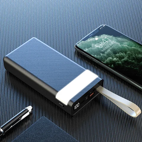 Большая емкость 30000 мАч Power Bank с двумя портами USB, быстрая зарядка для iPhone 15 14 Xiaomi Samsung, портативный запасной аккумулятор Powerbank