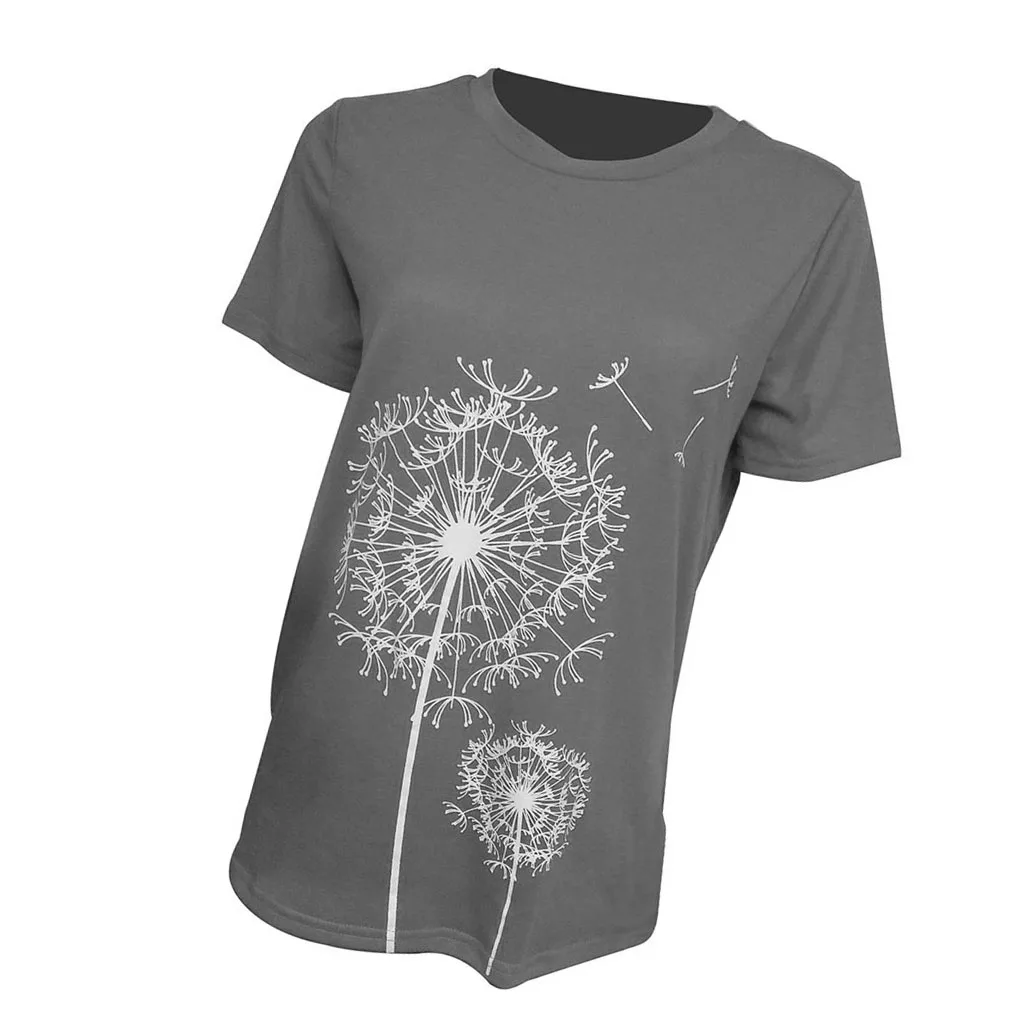 

Women Shirts Short Sleeve Dandelion T-shirts Universal Clothing Khaki L