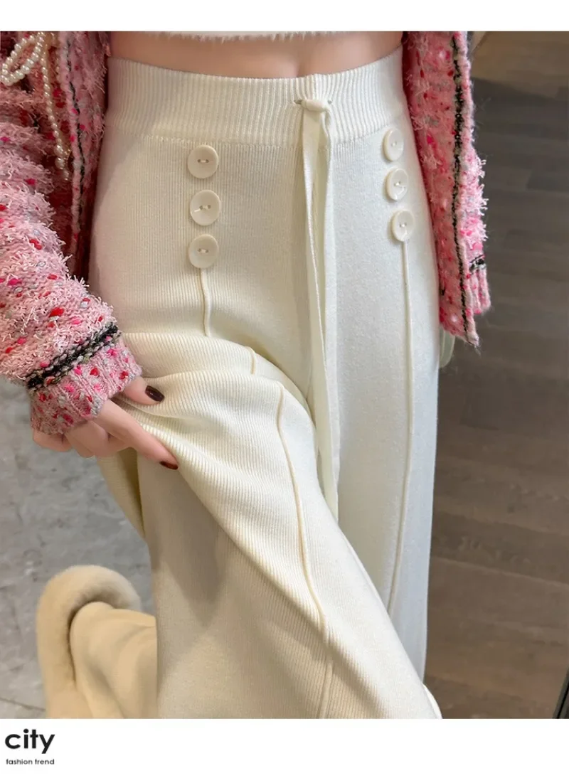 

Y2k Woolen Wide-leg Pants Women Autumn Winter Korean Straight Suit Pants Female Harajuku High Waist Solid Color Casual Trousers