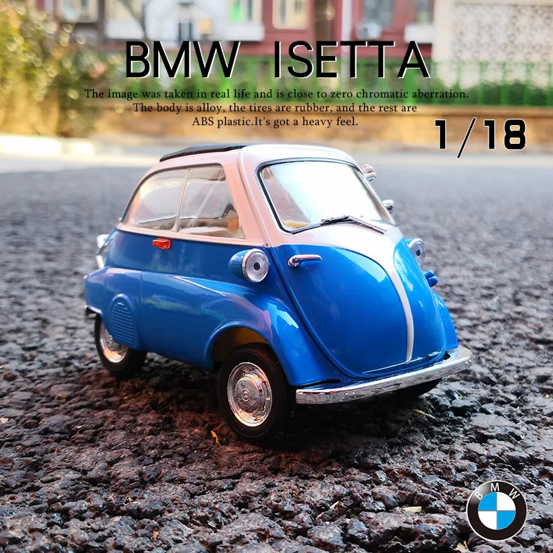 WELLY 1:18 BMW Egg Isetta Alloy Car Model Diecasts Metal Toy Vehicles Car Model Simulation Collection Childrens Gifts Decoration