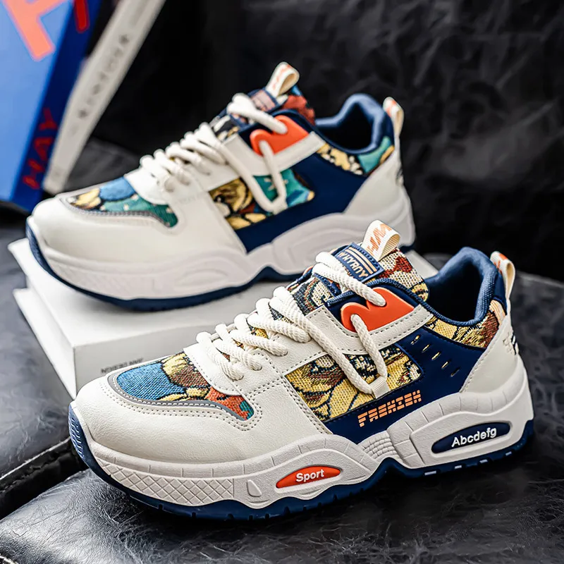 

Мужские повседневные кроссовки с модным принтом, удобная мужская спортивная обувь на платформе, дышащая уличная обувь с низким вырезом, мужская zapatos de hombre