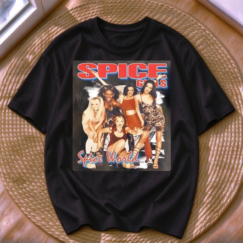 Spice Girls T Shirt Pink Black Graphic Tee Vintage Band Concert Style Unisex Casual Short Sleeve Cotton Tops for Men Women