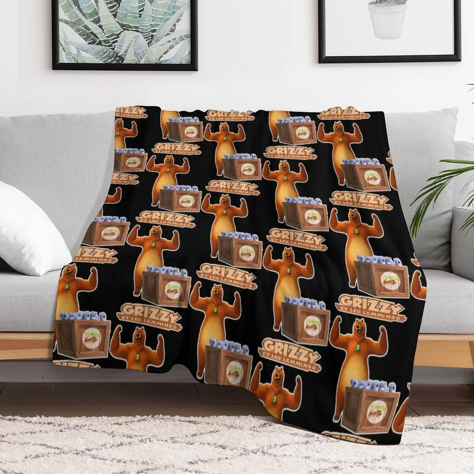 

grizzy and the lemmings Throw Blanket Thins Fashion Sofas Blankets Flannel Fabric Kid'S Blankets