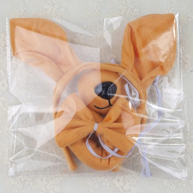 Kängurus Kostüm Set Kängurus Ohr Stirnbänder Schwanz Schnauze Handschuh Tier Cosplays Kostüm für Halloween Weihnachtsfeier