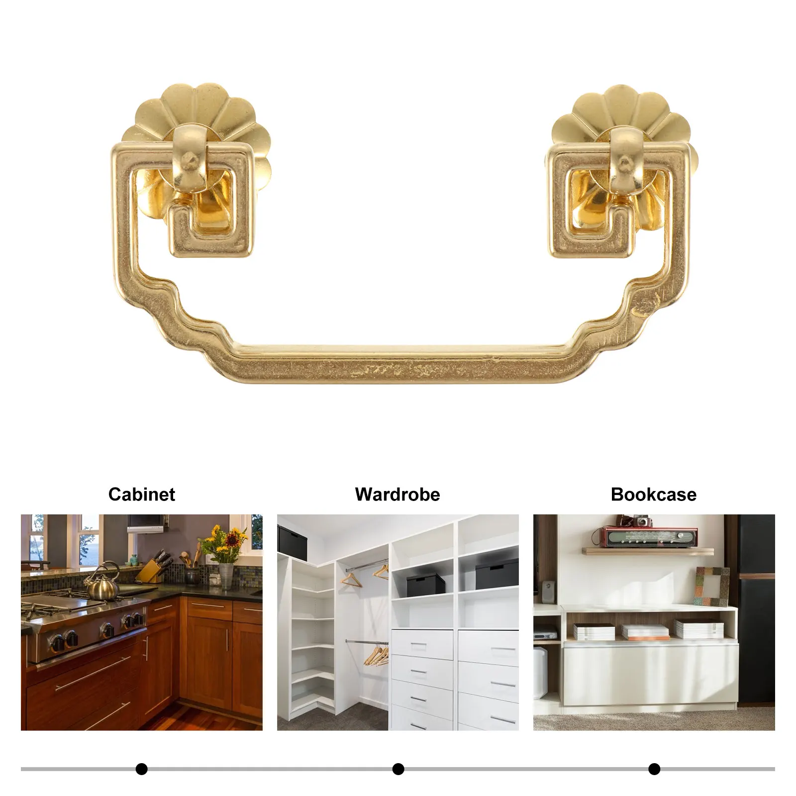 

2 pcs Copper Cabinet Handles Vintage Style Kitchen Wardrobe Cupboard Drawer Pulls Double Hole Hardware Decorative Handles