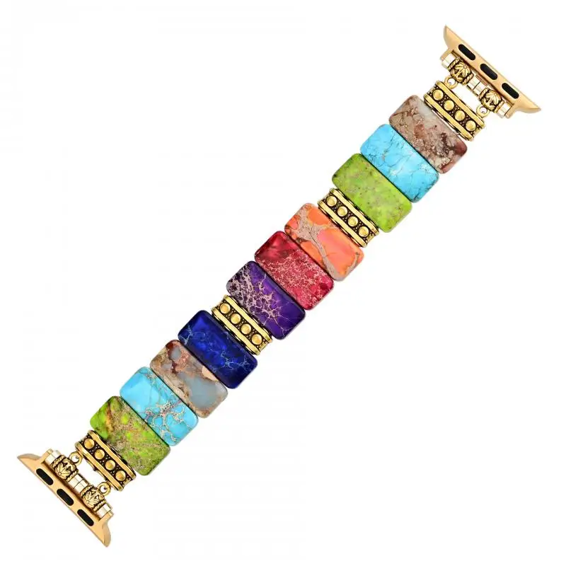 Colorful Stone Bracelet For Apple Watch 10 9 8 7 6 46mm 42mm 41mm 45mm Women Bohemian Woven Strap For iWatch Ultra 2 1 49mm Band