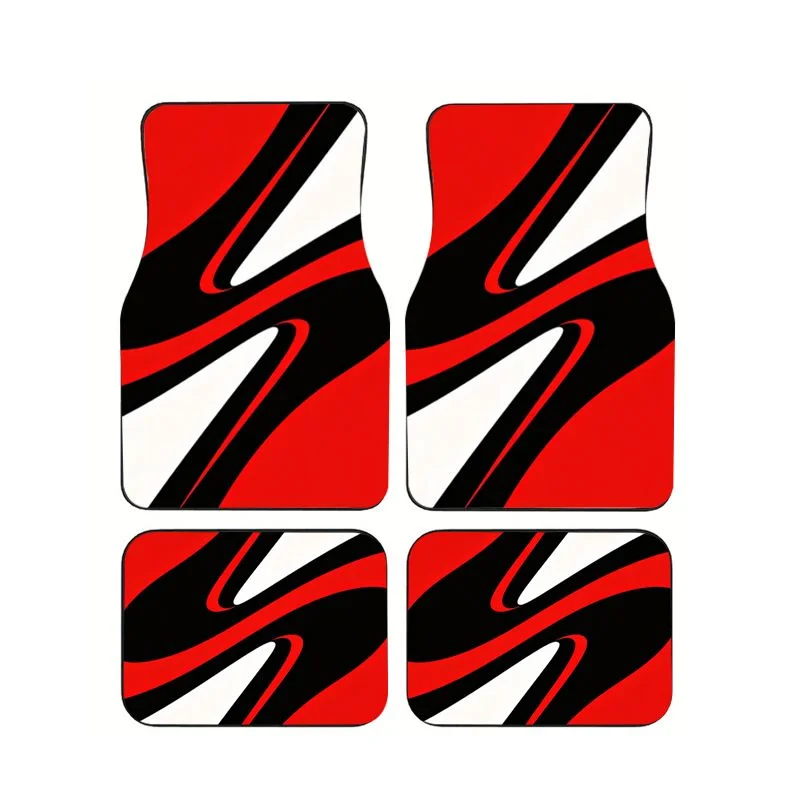 

Red Black Swirl Racing Car Floor Mats 4Pcs Universal Non-slip Auto Foot Mats