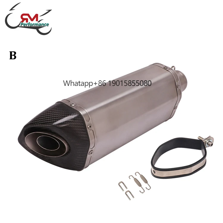 

470mm Universal Motorcycle Exhaust System Connect Tail Tube Titanium Alloy 51mm Exhaust Scooter Muffler Tip Pipe With DB Killer
