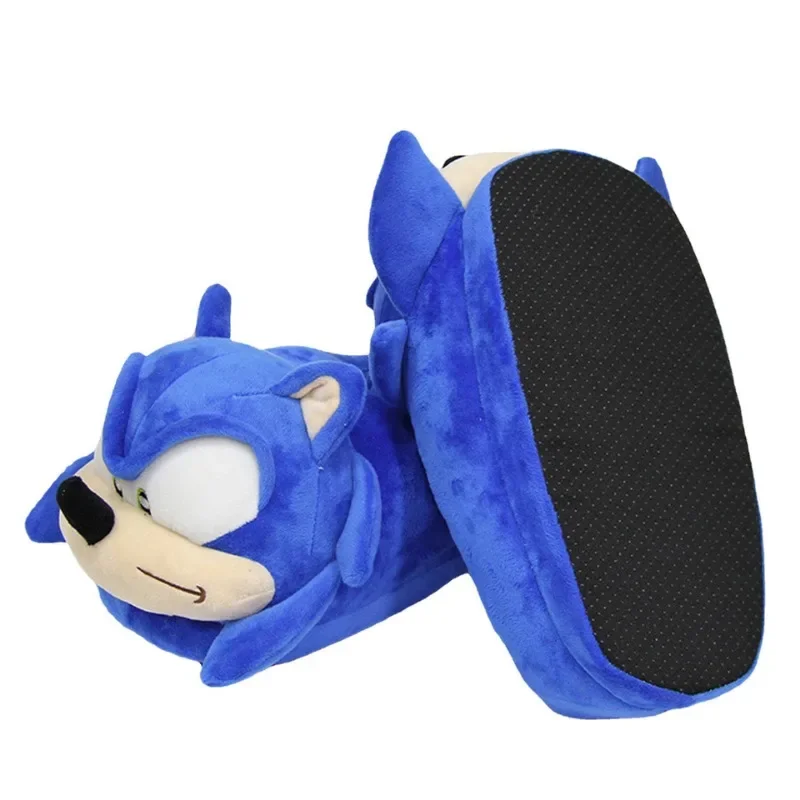 Anime Sonic zimowe buty na wysokim obcasie kapcie bawełniane mężczyźni i dziewczęta Cartoon bawełniane niebieskie płaskie buty jednolity rozmiar