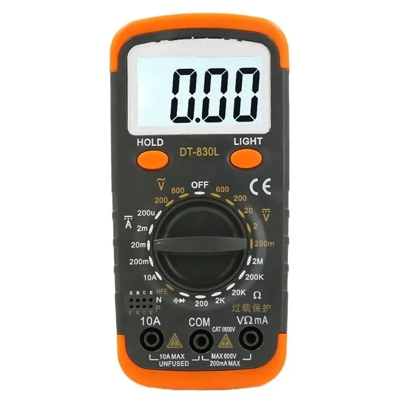 

Цифровой электронный мультиметр с защитой от ожогов Tianyu DT-830L, небольшой многофункциональный измеритель с подсветкой и зуммером