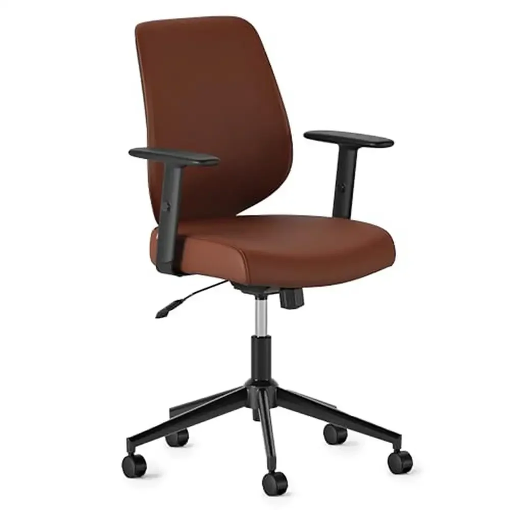 

Vegan Leather Office Chair Adjustable Swivel Lumbar Support Armrests Comfortable Seating Eco-Friendly Design Improved Posture