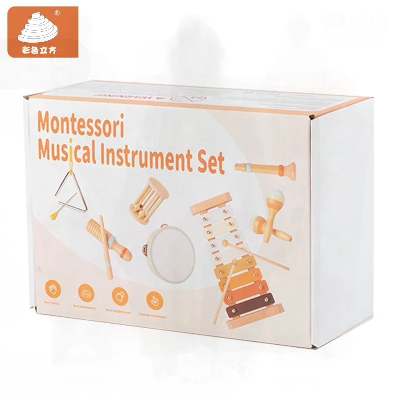Juego de instrumentos musicales Orff de madera para niños, combinación de juguetes de Aprendizaje Temprano, Educación Musical Vocal, ciencia, percusión