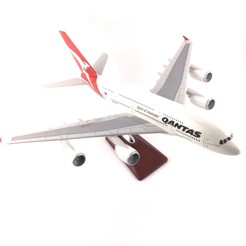 Imagem -05 - Escala 50.5cm Avião Airbus A380 Qantas Airbus Modelo de Linha Aérea w Luz e Roda Diecast Plástico Resina Avião para a Coleção 160