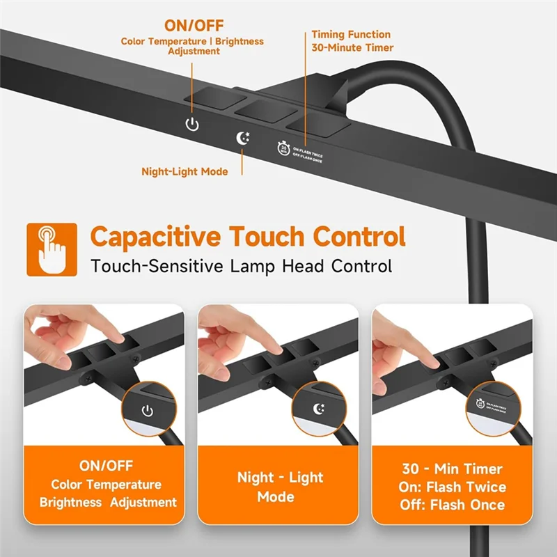 

XFDZ-Dimmable LED Piano Light, 2-In-1 Clamp Base Piano Lamp Flexible Gooseneck With 3 Colors Modes, Adjustable Height