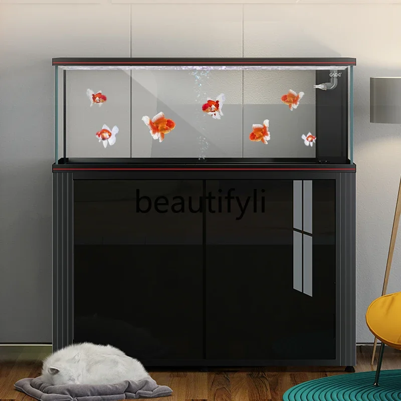 New fish tank ultra-white glass aquarium bottom filter sleeve goldfish Lanshou short A