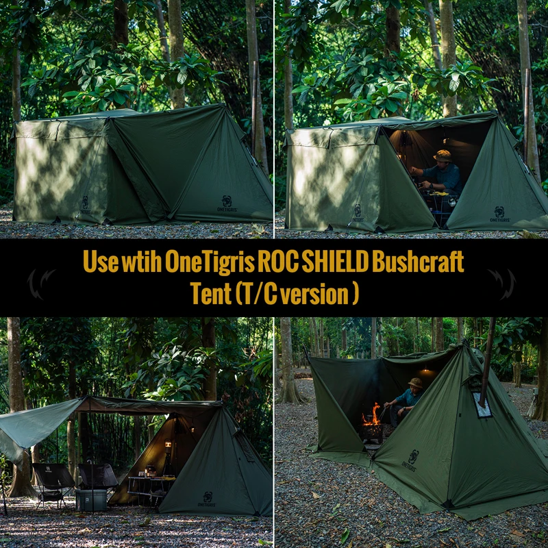 Imagem -03 - Onetigris Survivalist Lona de Vento de Algodão Terylene Resistente t c de Acampamento Tarp para Fogueiras e Espaços de Cozimento ao ar Livre