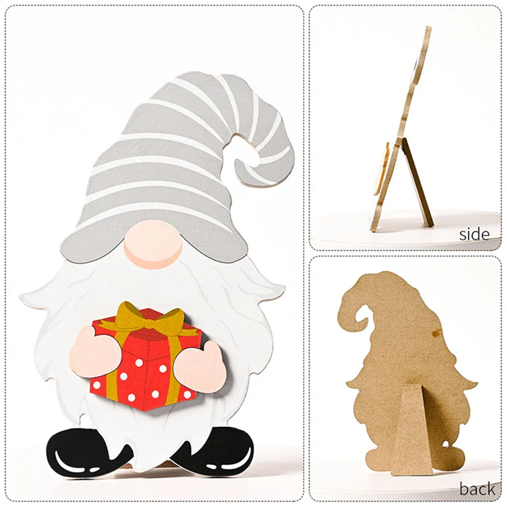 

1set Wooden Ornaments 9 Replaceable Blocks Festival Home Decor Desktop Decoration Gnome Faceless Adornment Xmas Halloween