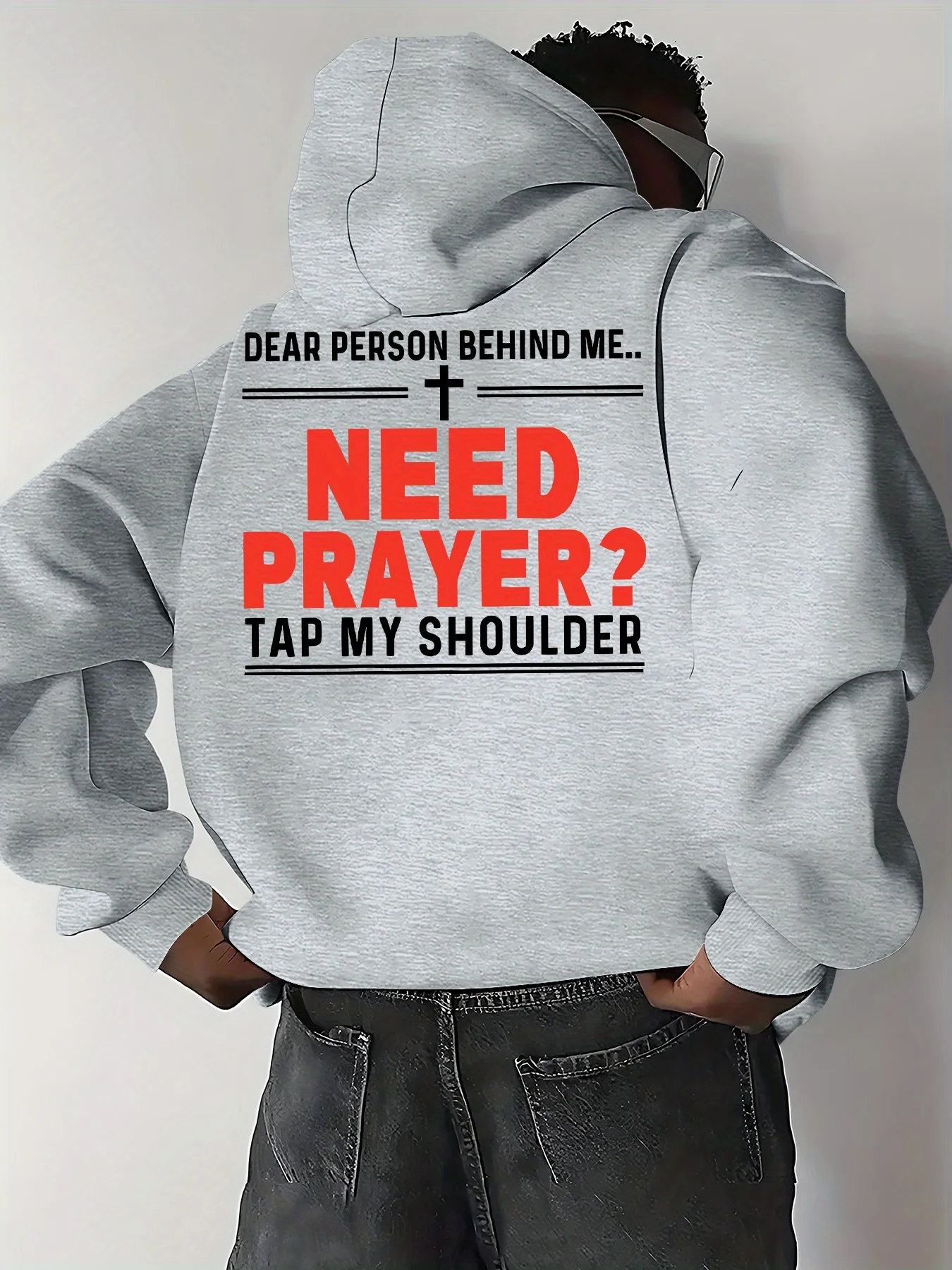 Personality Trend Text Print Men Hooded Sweatshirt Autumn Winter Daily Outdoor Sports Loose All Build Leisure Warm Street Style