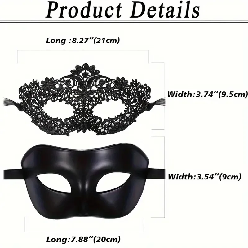 Masque pour les yeux de mascarade noir Sexy, 2 pièces, pour Couples, femmes et hommes, fête vénitienne, Club, danse, bal, Cosplay, masques de maquillage d'halloween