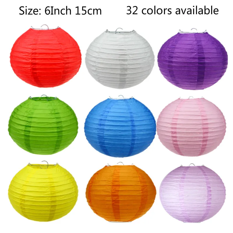 6 Inch 15cm Chinese New Year Decoration Round Paper Lantern for Wedding Party Decoration Christmas Holiday Supplies Paper Lamp