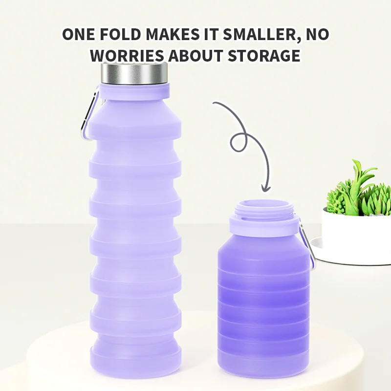 Collapsible Water Bottles Silicone Foldable Portable Water Bottle,BPA-Free, Leakproof Reusable for Camping Hiking Cycling Sports