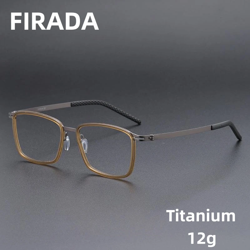 

FIRADA Fashionable Comfortable Glasses Luxury Titanium Acetate Square Eyeglasses 2025 Prescription Frames For Men Women 698009-C