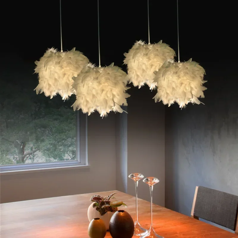 Pendant Lights E27 Feather Romantic Pendant Lamp For Living Room Lighting HangLamp Goose Feather Suspension Luminaire  ZM1109