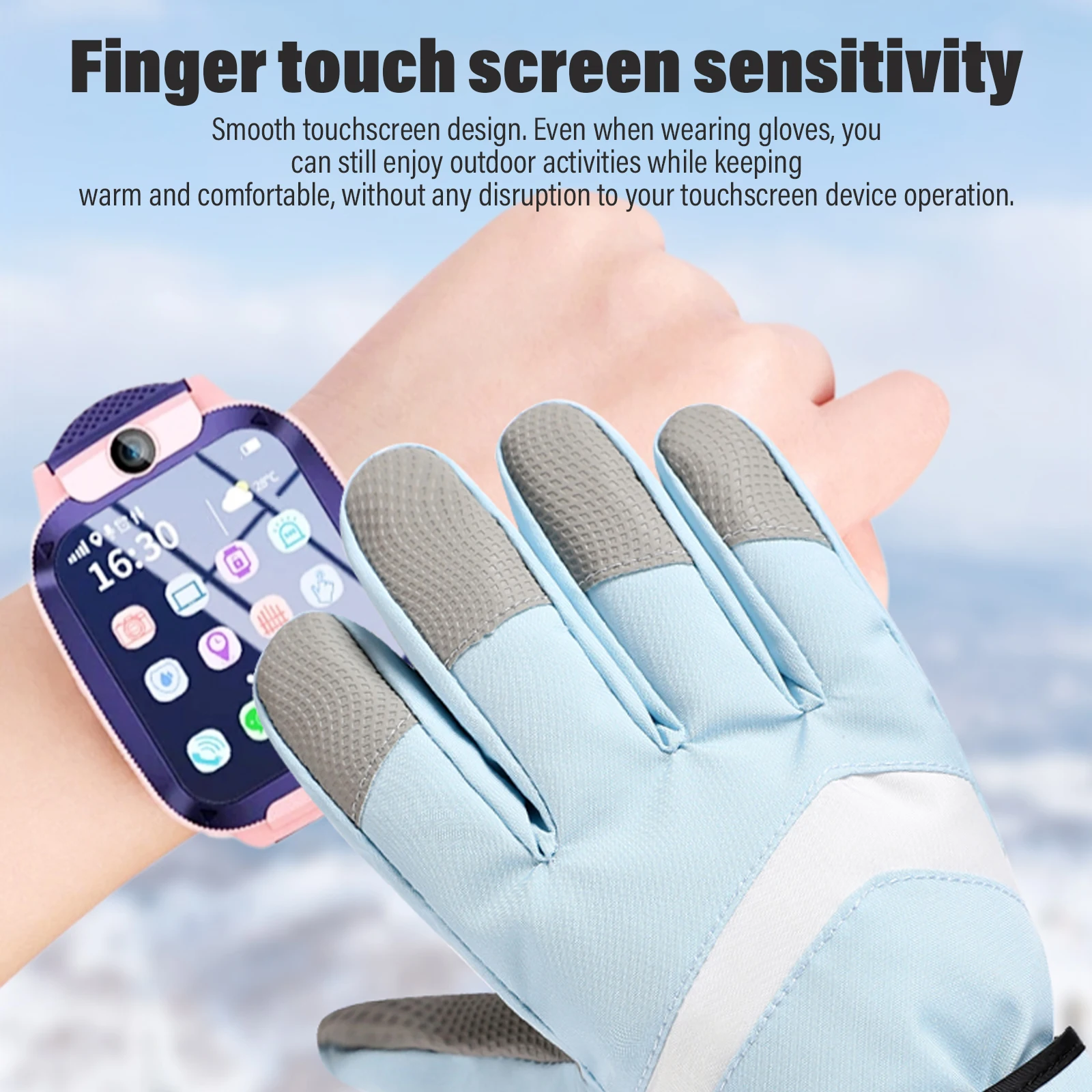 قفازات شتوية كبيرة للأطفال مقاس الشباب للأولاد والبنات قفازات دافئة فائقة النعومة قبضة مانعة للانزلاق قفازات أطفال قابلة للتعديل وقفازات للتزلج #4