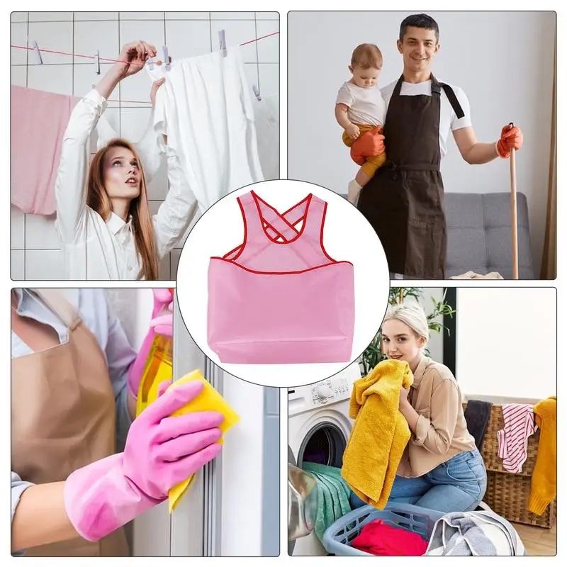 Portable Clothes Drying Apron Kitchen Dishwashing Apron Sleeveless Laundry Apron Waterproof Gardening Aprons Dishwashing Apron