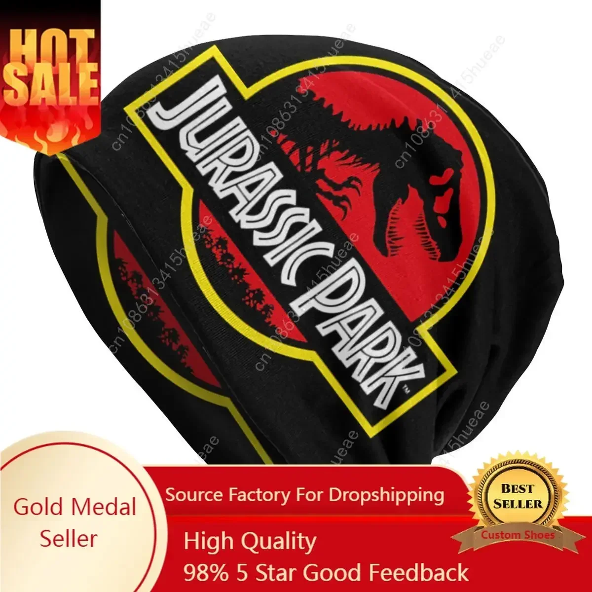 

Cool Jurassic Park Beanie Cap Unisex Winter Warm Bonnet Femme Knit Hats Outdoor Dinosaur World Beanies Caps For Men Women