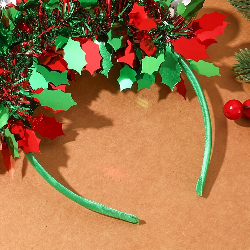 Holiday Christmas Headband, Red and Green Ball Headband Decoration - Suitable for Holiday Parties and Gift Giving